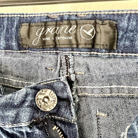 Grane Jeans Junior Sz 5 Skinny Low Rise Blue Denim Stretch Zip Fly Medium Wash - Picture 10 of 12